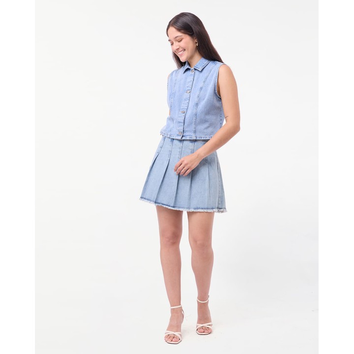 Falda Denim Mujer Alaia Total Light Bleach