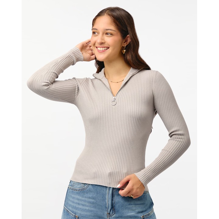 Chompa Mujer Cande Grey Fit Poly Htr