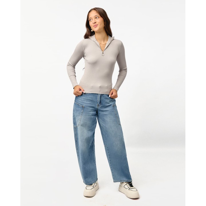 Chompa Mujer Cande Grey Fit Poly Htr