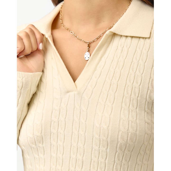 Chompa Mujer Cona Crema Pastel