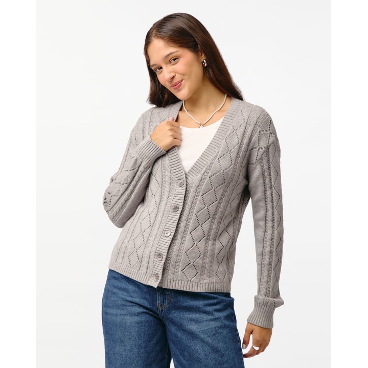 Chompa Mujer Cilia Grey Fit Poly Htr