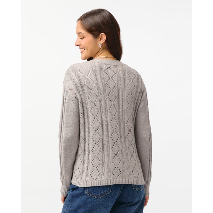 Chompa Mujer Cilia Grey Fit Poly Htr