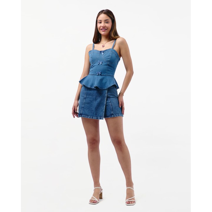 Falda Short Denim Mujer Maju Total Stone Melange