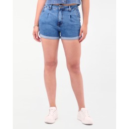 Short Denim Mujer Mom Fit Dirty Bleach