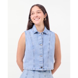 Chaleco Denim Mujer Grecia Total Frost Bleach