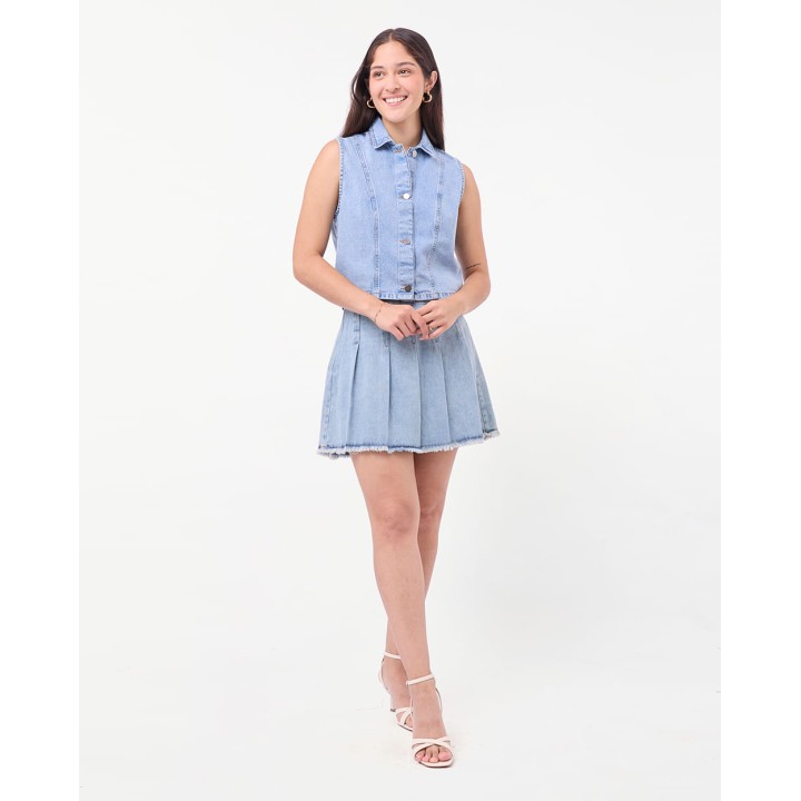 Chaleco Denim Mujer Grecia Total Frost Bleach