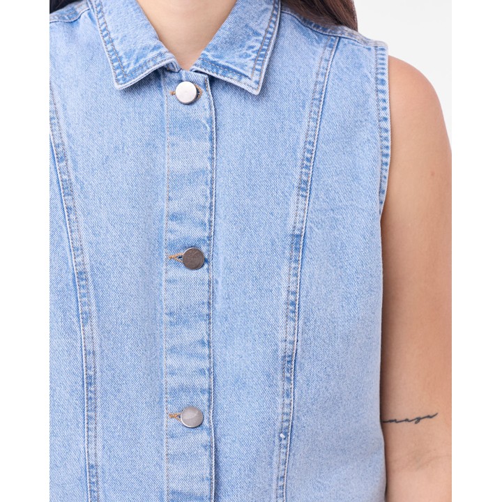 Chaleco Denim Mujer Grecia Total Frost Bleach