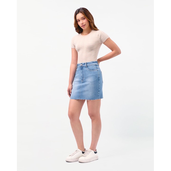 Falda Denim Mujer Zalime Total Bleach