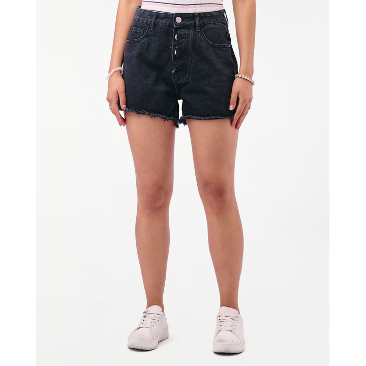 Short Mujer Black Denim