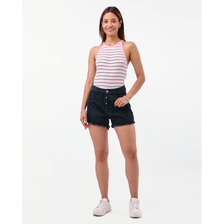 Short Mujer Black Denim