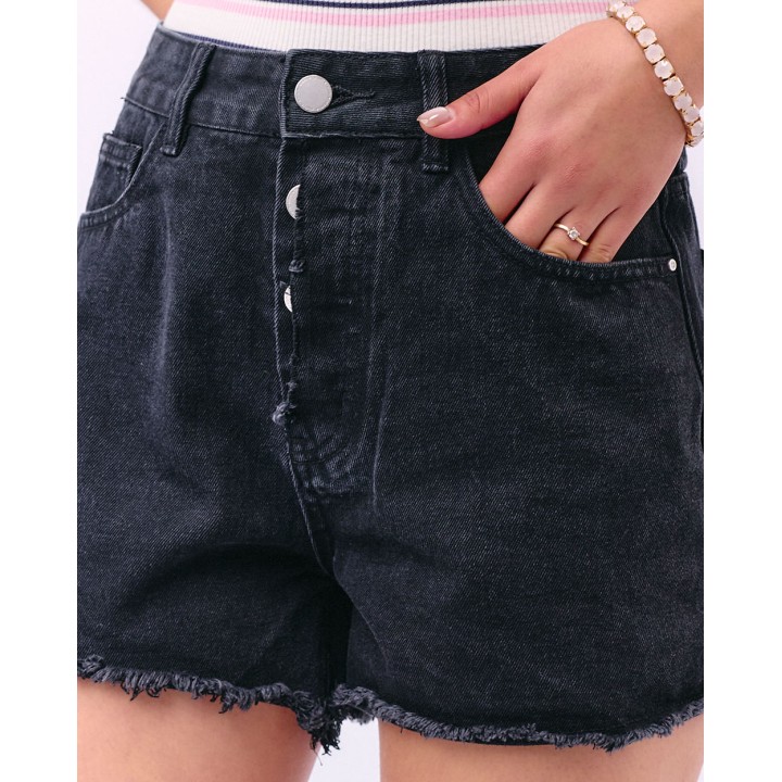 Short Mujer Black Denim