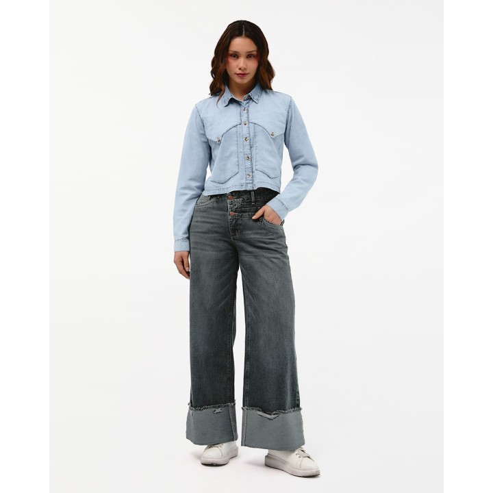 Jean Mujer Cristal Total Dirty Melange