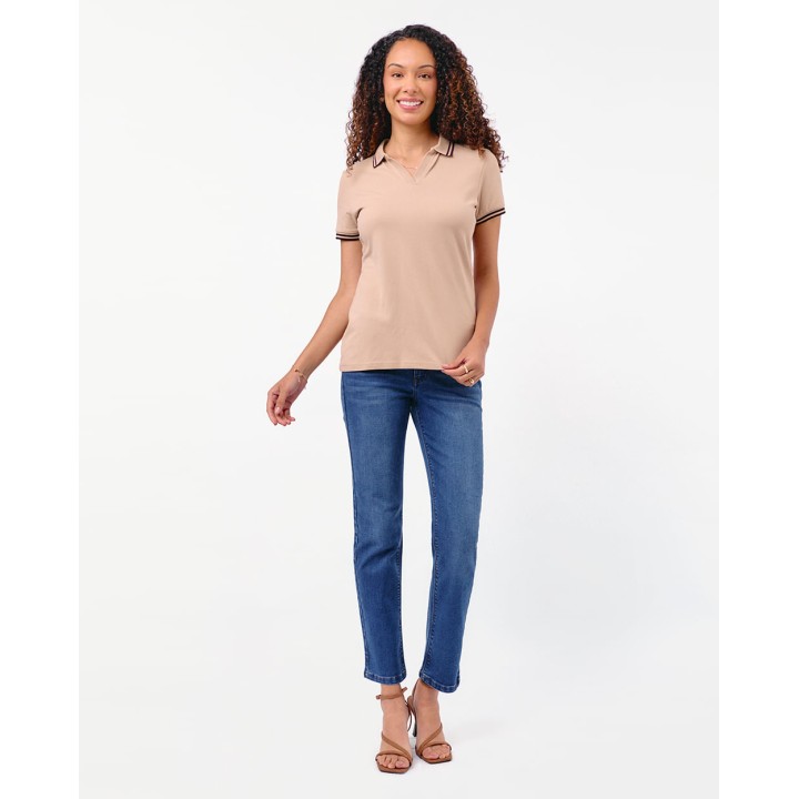 Polo Cuello Camisa Mujer Marena Beige Arena