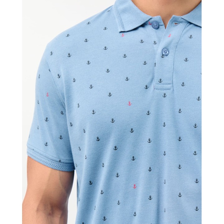 Polo Cuello Camisa Hombre Enzo Azul Campana