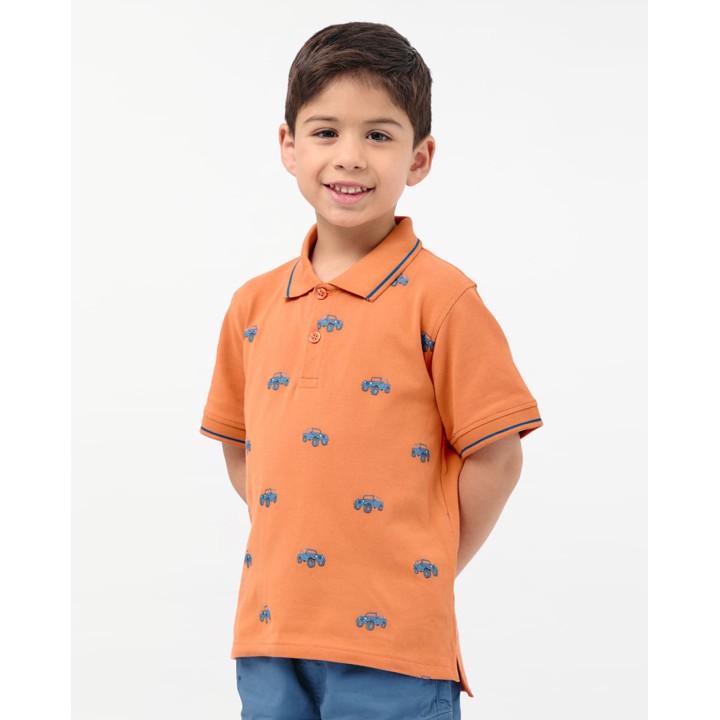 Polo Cuello Camisa Niño Gino Naranja Ocre