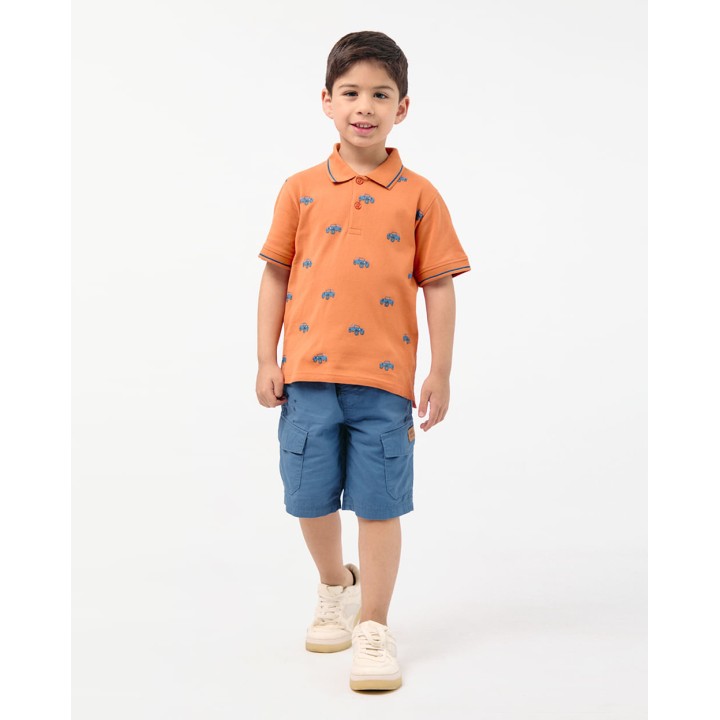 Polo Cuello Camisa Niño Gino Naranja Ocre