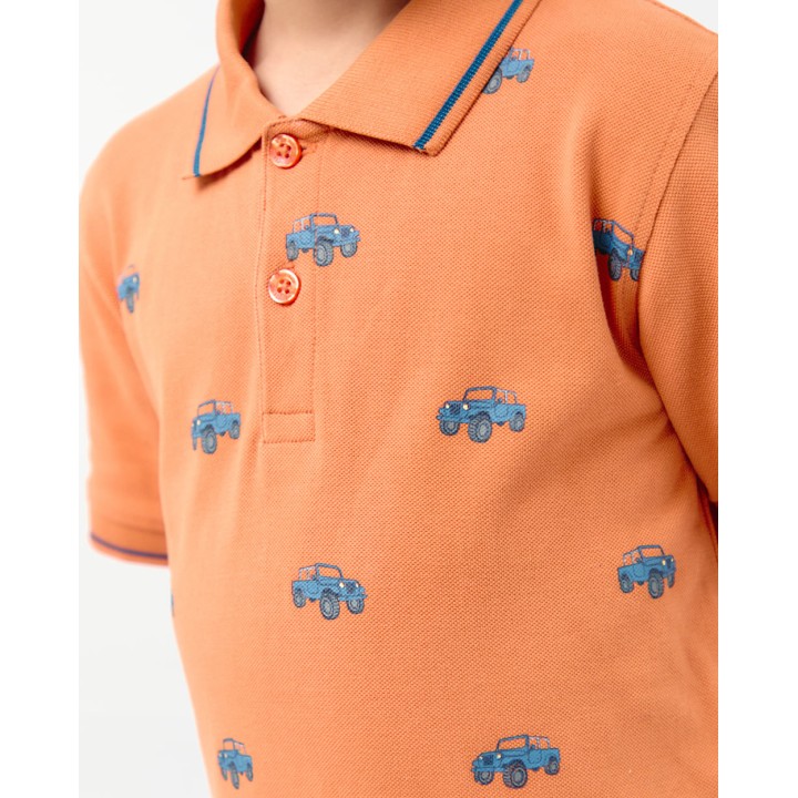 Polo Cuello Camisa Niño Gino Naranja Ocre