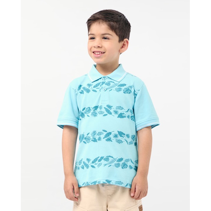 Polo Cuello Camisa Niño Gino Celeste Intenso