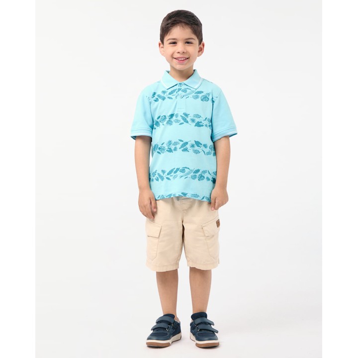Polo Cuello Camisa Niño Gino Celeste Intenso
