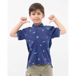 Polo Cuello Camisa Niño Gino Azul Atlántico