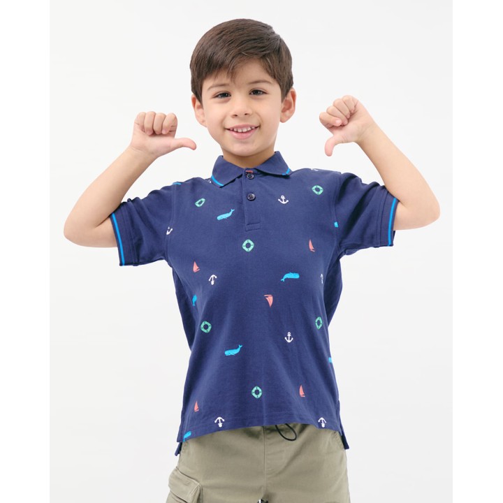 Polo Cuello Camisa Niño Gino Azul Atlántico