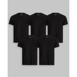 Pack de 5 polos Cuello Redondo Negro