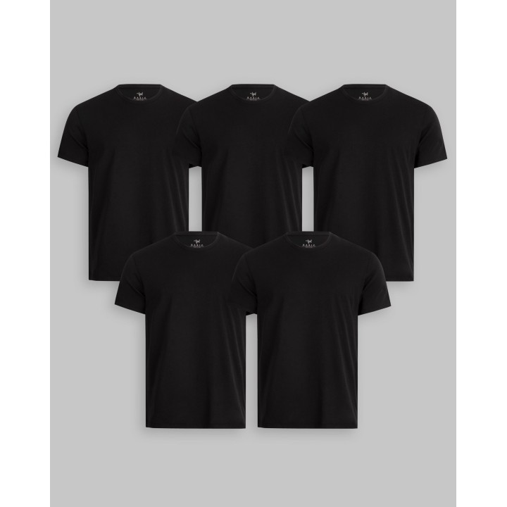 Pack de 5 polos Cuello Redondo Negro