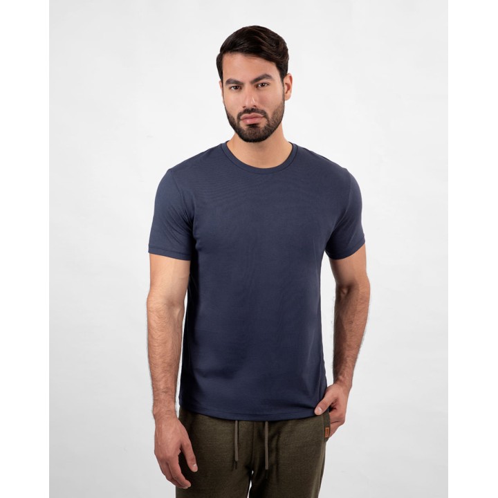 Pack de 3 polos Hombre Cuello Redondo Blanco / Negro / Azul Oxford
