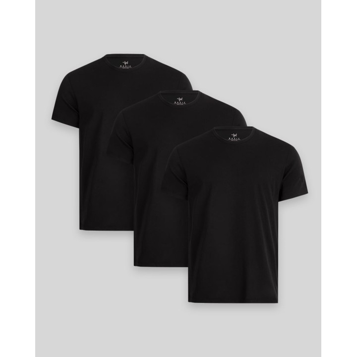 Pack de 3 polos Hombre Cuello Redondo Negro