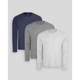 Pack de 3 polos manga larga Gris Poly / Azul Oxford / Plomo Melange