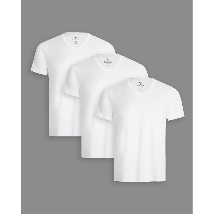 Pack de 3 polos Hombre Cuello V Blanco