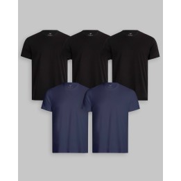 Pack de 5 polos Cuello Redondo Negro / Azul Oxford