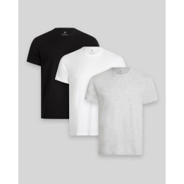Pack de 3 polos Hombre Cuello Redondo Blanco / Gris Poly / Negro