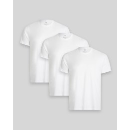 Pack de 3 polos Hombre Cuello Redondo Blanco