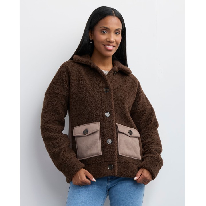 Casaca Mujer Lana Marron