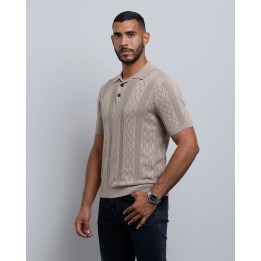Polo Cuello Camisa Hombre Sandro Beige Arena