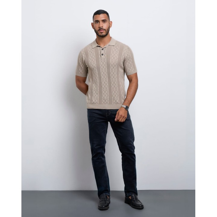 Polo Cuello Camisa Hombre Sandro Beige Arena