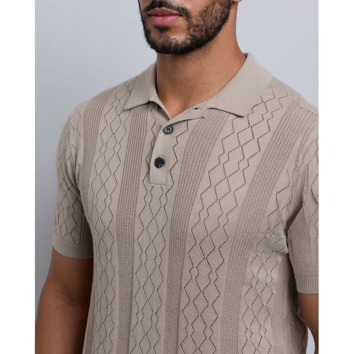 Polo Cuello Camisa Hombre Sandro Beige Arena