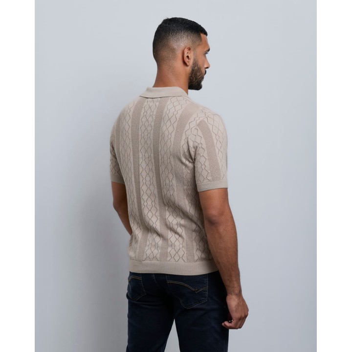 Polo Cuello Camisa Hombre Sandro Beige Arena