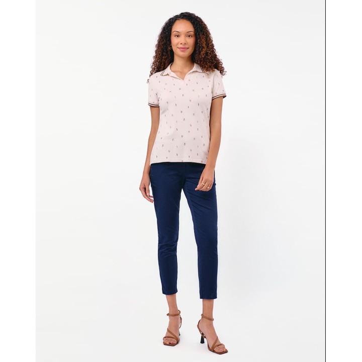 Polo Cuello Camisa Mujer Leah Beige Crema