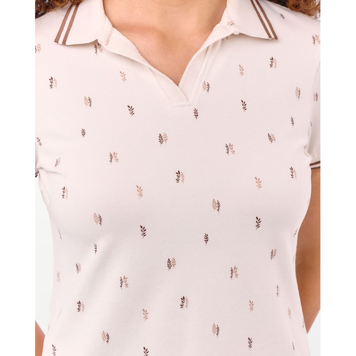 Polo Cuello Camisa Mujer Leah Beige Crema
