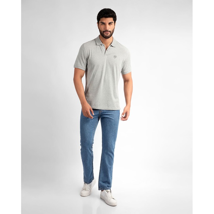 Polo Cuello Camisa Hombre Ashyto Gris Fit
