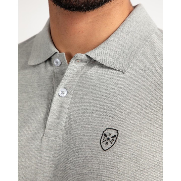 Polo Cuello Camisa Hombre Ashyto Gris Fit