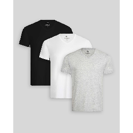 Pack de 3 polos Hombre Cuello V Blanco / Gris Poly / Negro