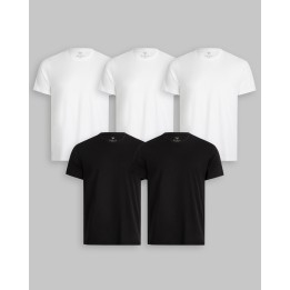 Pack de 5 polos Cuello Redondo Blanco / Negro
