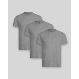 Pack de 3 polos Hombre Cuello Redondo Plomo Melange