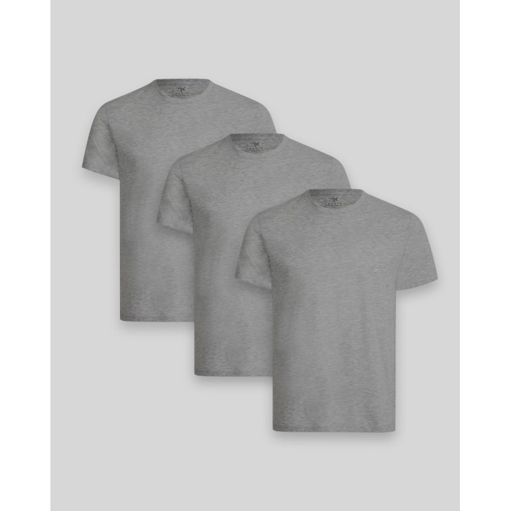 Pack de 3 polos Hombre Cuello Redondo Plomo Melange