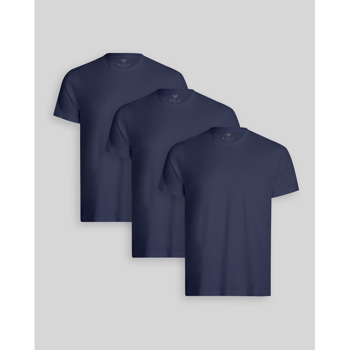 Pack de 3 polos Hombre Cuello Redondo Azul Oxford