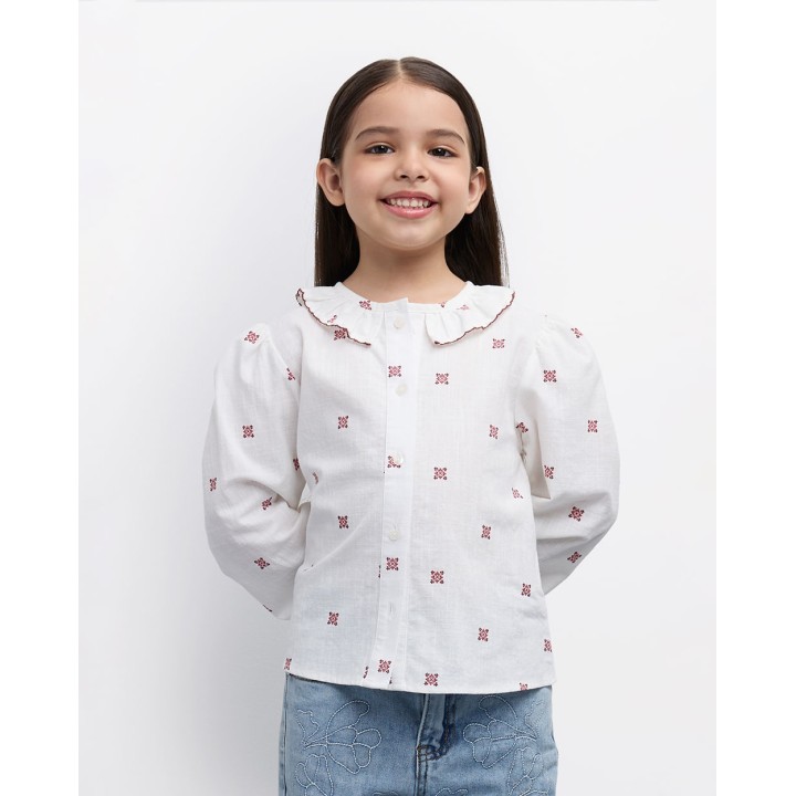 Blusa Niña Flora Blanco