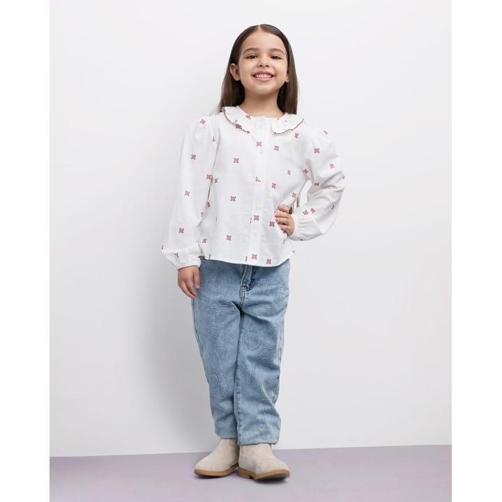 Blusa Niña Flora Blanco